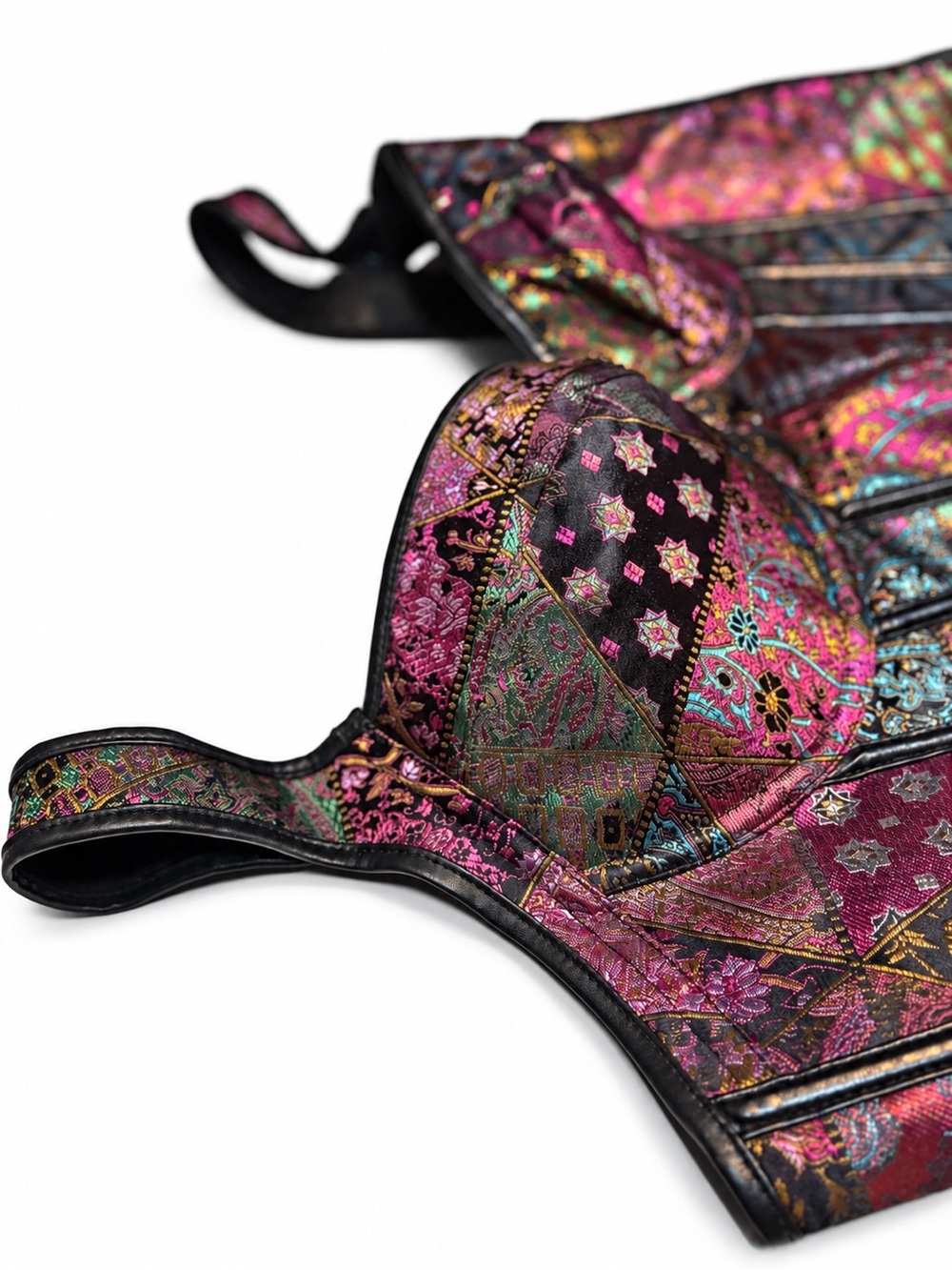 Victorian gothic Boho Jacquard Overbust Corset Top - Picture 3 of 14